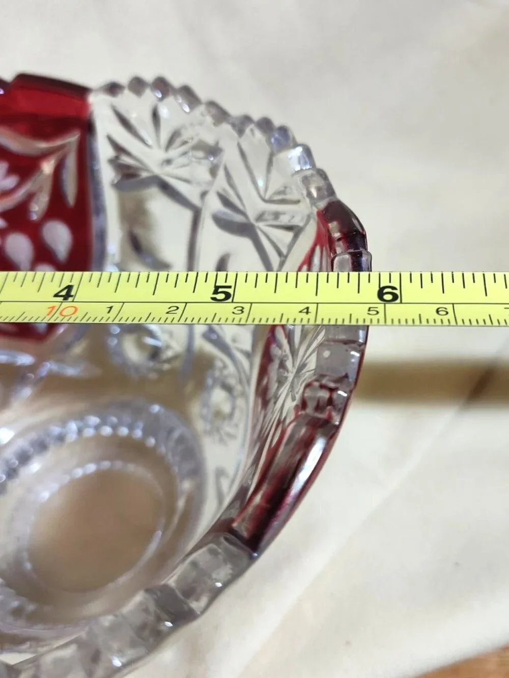 1950s Lead Crystal Ruby Flash Bowl – Anna Hütte Asti Bleikristall SHIPS FREE